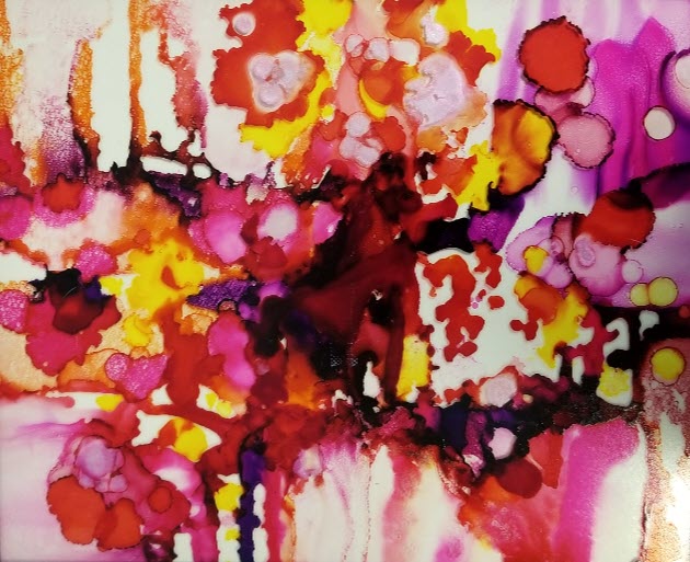 Warm Fuzzy Feelings, an alcohol ink painting by Cathy Fiorelli